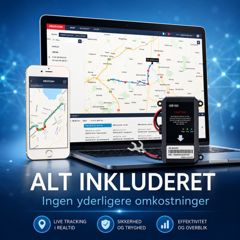 Professionel GPS Tracker - LIVE Tracking - Let installation