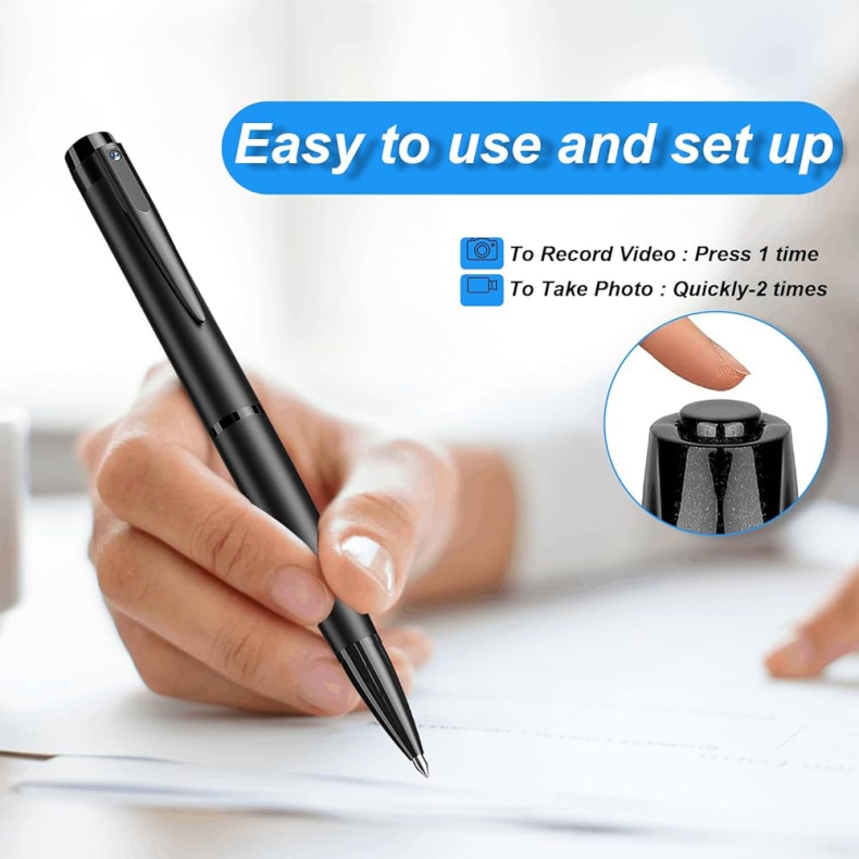 Spion Kamera - Indbygget i Kuglepen (All-Black)