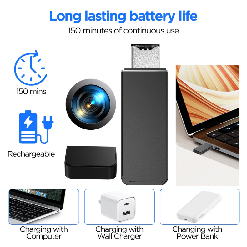 Spion Kamera - Indbygget i Mini USB-Stick (Long Life)